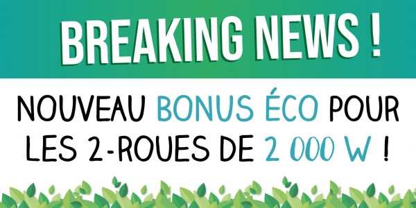 Nouveauté 2019 :  Le bonus écologique pour les scooters de 2 000 Watts augmente !